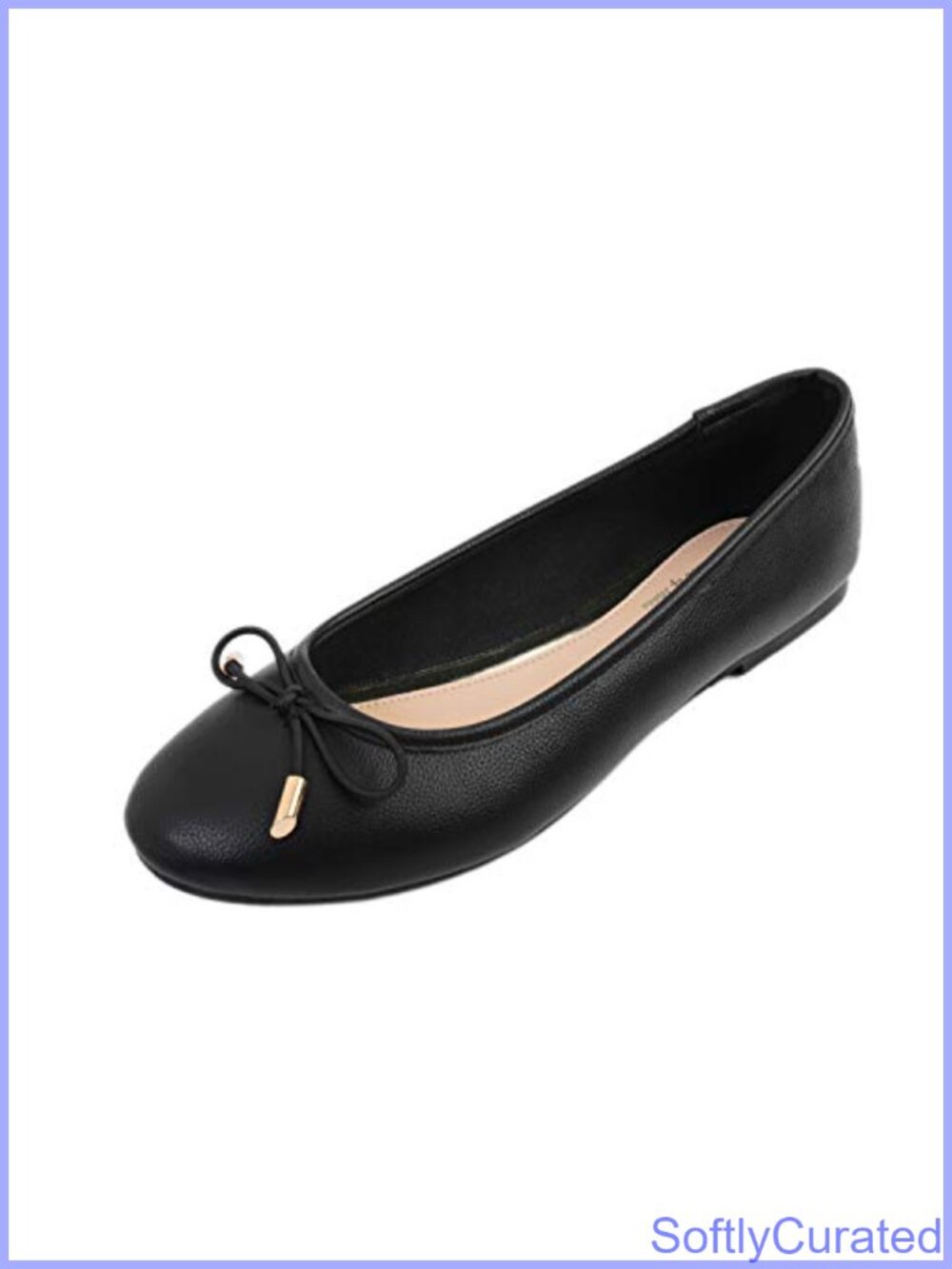 Soft Cushion Ballet Flats Round Toe Metal Trim Bow Walking Shoes